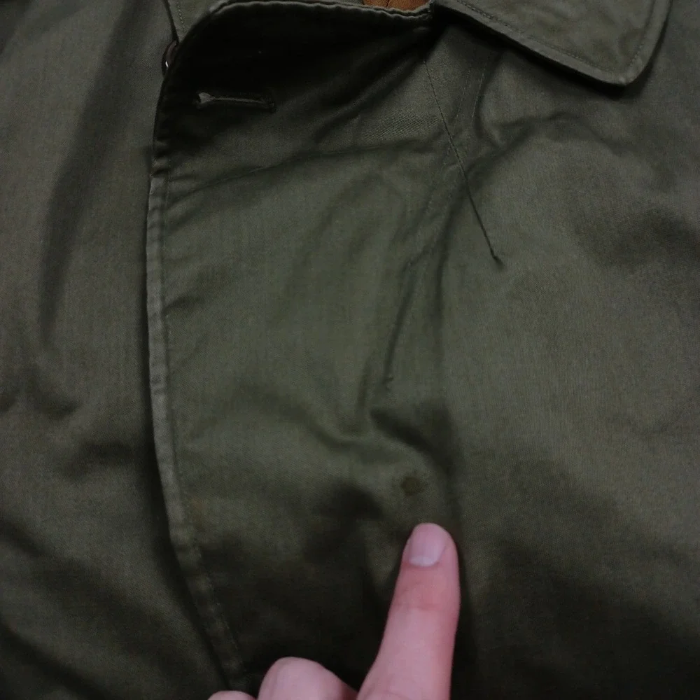 Vintage US Military Overcoat Mens Medium Green Wool Liner 1950s Belted OG 107